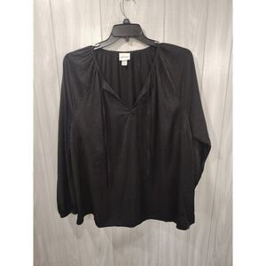 Ava Viv 1x Black Peasant Blouse Women's Plus pull On Black Romance Goth Witchy